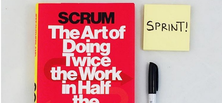 Picture of a scrum book "The art of doing twice the work in half the time"