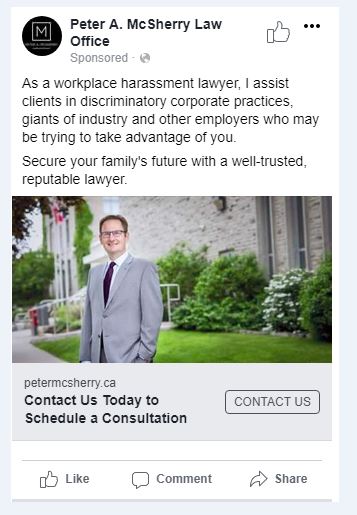 Facebook Ad for McSherry Law in Guelph
