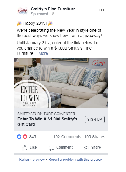 Smitty's Facebook Contest Post
