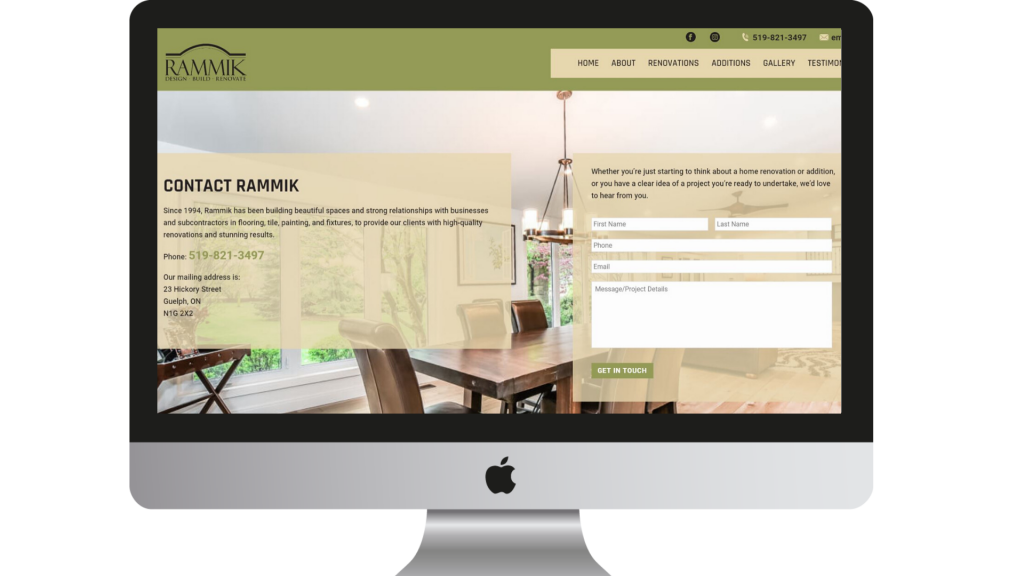 Rammik Contact Page website