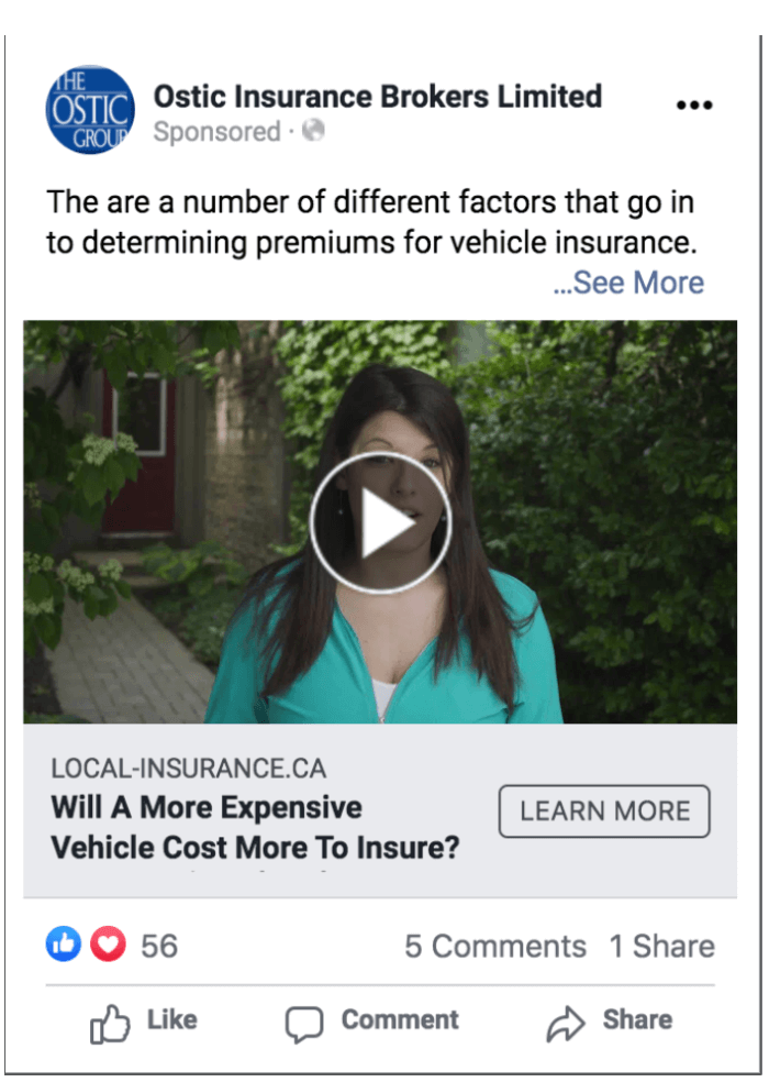 Facebook Video Ad for Insurance Company