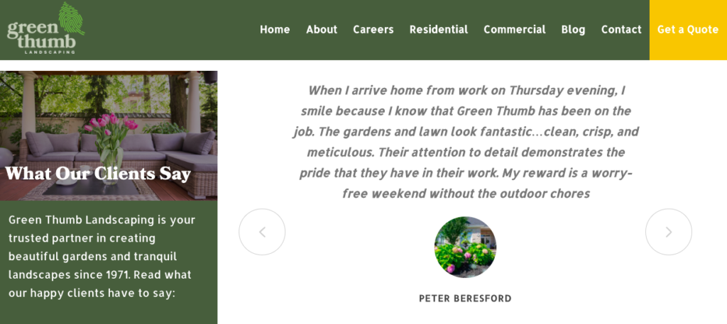 Greenthumb customer testimonial